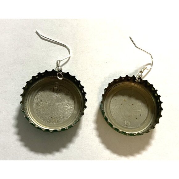 NEW Bud Beer Bottle Cap Earrings Fun Fashion Drop Dangle Fishhook Lime Gift - Picture 2 of 2